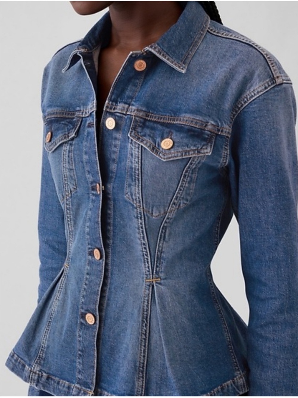 GAP Peplum Jean Jacket - size large - Picture 2 of 10